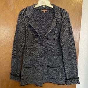 COCOGIO Vintage Italy Gray Wool Blend Blazer Cardigan Sweater Women’s Medium C1